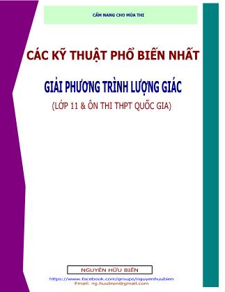 Tài liệu Các kỹ thuật phổ biến nhất giải phương trình lượng giác - Nguyễn Hữu Biến