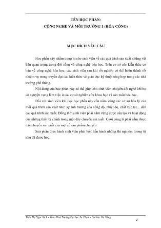Tài liệu Công nghệ và môi trường 1 (Hóa công) - Trần Thị Ngọc Bích