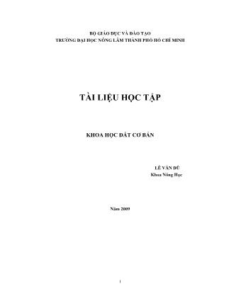 Tài liệu học tập Khoa học đất cơ bản - Lê Văn Dũ (Phần 1)