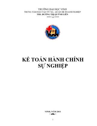 Tài liệu Kế toán hành chính sự nghiệp (Phần 1)