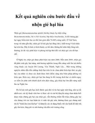 Tài liệu Kết quả nghiên cứu bước đầu về nhện gié hại lúa