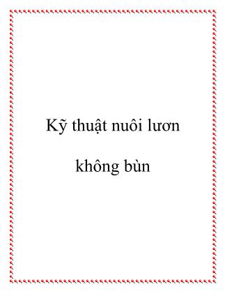Tài liệu Kỹ thuật nuôi lươn không bùn
