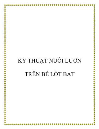 Tài liệu Kỹ thuật nuôi lươn trên bể lót bạt