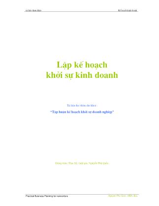 Tài liệu Lập kế hoạch khởi sự kinh doanh - Nguyễn Phú Quốc