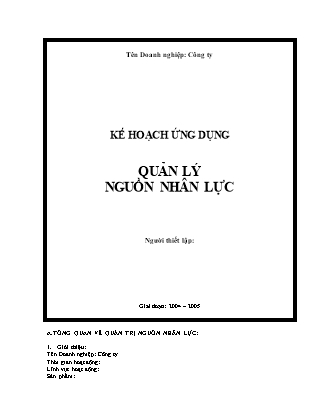 Tài liệu Quản lý nguồn nhân lực