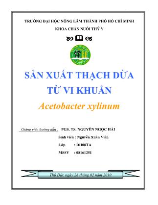 Tài liệu Sản xuất thạch dừa từ vi khuẩn