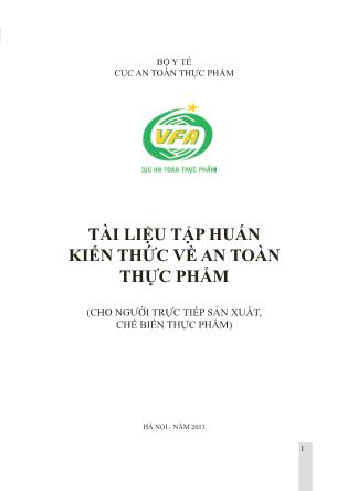 Tài liệu Tập huấn kiến thức về an toàn thực phẩm (Phần 1)
