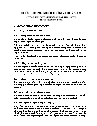 Tài liệu Thuốc trong nuôi trồng thuỷ sản - Một số thuốc và phương pháp phòng trị bệnh trên cá tôm