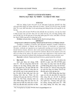 Thoát li sách giáo khoa trong dạy học tự nhiên - xã hội ở tiểu học