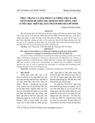 Thực trạng và giải pháp cải thiện việc ra đề, thẩm định đề kiểm tra định kì môn tiếng việt ở tiểu học trên địa bàn thành phố Hồ Chí Minh