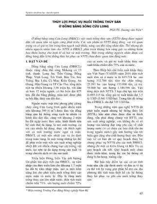 Thủy lợi phục vụ nuôi trồng thủy sản ở Đồng bằng sông Cửu Long