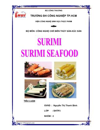 Tiểu luận Công nghệ chế biến thủy sản-xúc sản