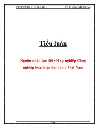 Tiểu luận Nguồn nhân lực đối với sự nghiệp Công nghiệp hóa, hiện đại hóa ở Việt Nam