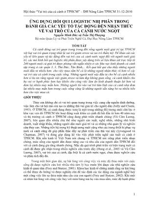 Ứng dụng hồi qui logistic nhị phân trong đánh giá các yếu tố tác động đến nhận thức về vai trò của cá cảnh nước ngọt