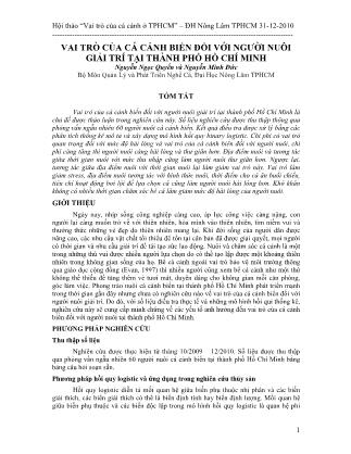 Vai trò của cá cảnh biển đối với người nuôi giải trí tại thành phố Hồ Chí Minh