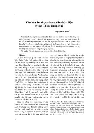 Văn hóa ẩm thực của cư dân thủy diện ở tỉnh Thừa Thiên Huế