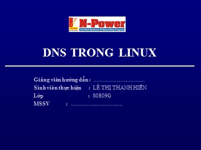 Bài giảng DNS trong Linux - Lê Thanh Hiền