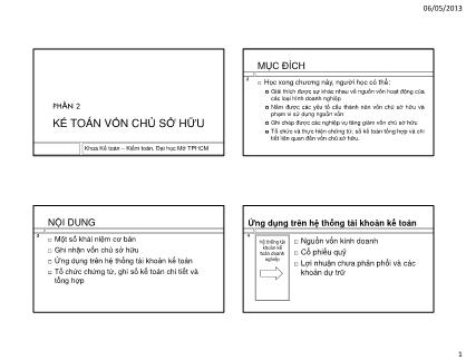 Bài giảng Kế toán tài chính - Kế toán vốn chủ sở hữu (Phần 2)