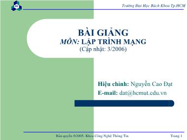 Bài giảng Lập trình mạng - Nguyễn Cao Đạt