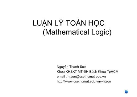 Bài giảng Luận lý toán học - Nguyễn Thanh Sơn