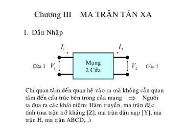 Bài giảng Lý thuyết cơ sở kỹ thuật siêu cao tầng - Chương 3: Ma trận tán xạ