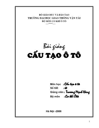 Bài giảng môn Cấu tạo ô tô - Trường Mạnh Hùng