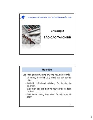 Bài giảng môn Nguyên lý kế toán - Chương 2: Báo cáo tài chính