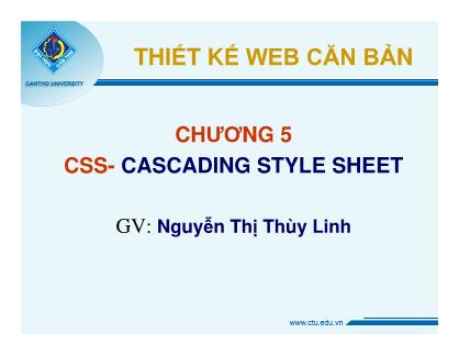 Bài giảng Thiết kế web - Chương 5: CSS- Cascading Style Sheet