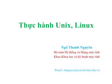 Bài giảng Thực hành Unix, Linux - Ngô Thanh Nguyên