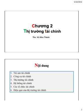 Bài giảng Tiền tệ ngân hàng - Chương 2: Thị trường tài chính - Vũ Hữu Thành