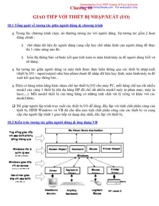 Bài giảng Tin học đại cương - Chương 10: Giao tiếp với thiết bị nhập/xuất (I/O)