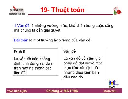 Bài giảng Toán ứng dụng - Chương 3: Ma trận