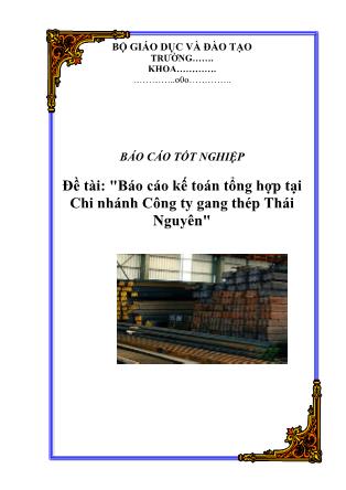 Báo cáo thực tập Kế toán tổng hợp tại Chi nhánh Công ty gang thép Thái Nguyên