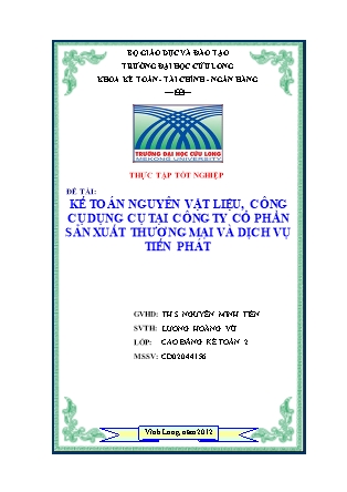 Báo cáo tốt nghiệp Kế toán nguyên vât liệu, công cụ dụng cụ