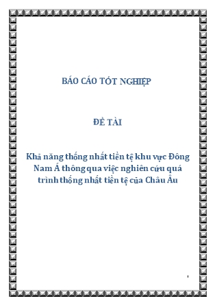 Báo cáo tốt nghiệp Khả năng thống nhất tiền tệ khu vực Đông Nam Á thông qua việc nghiên cứu quá trình thống nhất tiền tệ của Châu Âu