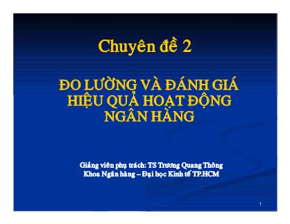 Chuyên đề Đo lượng và đánh giá hiệu quả hoạt động ngân hàng - Trương Quang Thông