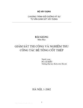 Giáo trình Giám sát thi công và nghiệm thu công tác bê tông cốt thép