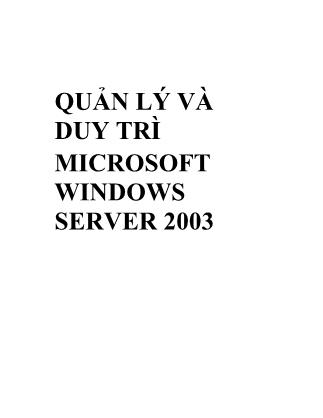 Giáo trình Quản lý và duy trì Microsoft Windows server 2003