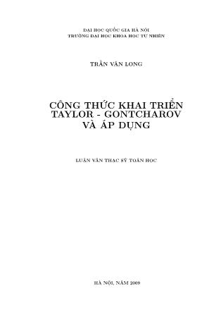 Luận văn Công thức khai triển Taylor - Gontcharov và áp dụng