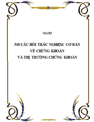 Tài liệu 500 câu hỏi trắc nghiệm cơ bản về chứng khoán và thị trường chứng khoán