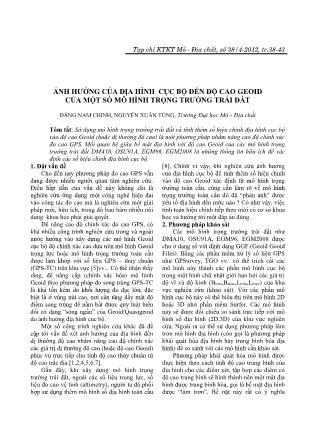 Ảnh hưởng của địa hình cục bộ đến độ cao Geoid của một số mô hình trọng trường trái đất