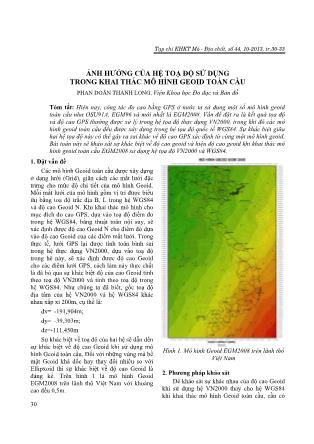 Ảnh hưởng của hệ toạ độ sử dụng trong khai thác mô hình Geoid toàn cầu