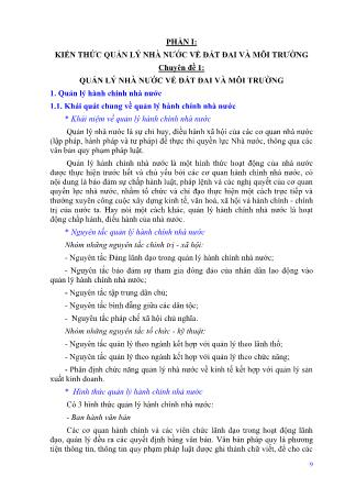 Bài giảng Địa chính - Chuyên đề 1: Quản lý nhà nước về đất đai và môi trường