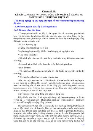 Bài giảng Địa chính - Chuyên đề 10: Kỹ năng, nghiệp vụ trong công tác quản lý và bảo vệ môi trường ở phường, thị trấn