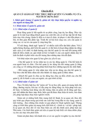 Bài giảng Địa chính - Chuyên đề 4: Quản lý giám sát việc thực hiện quyền và nghĩa vụ của người sử dụng đất