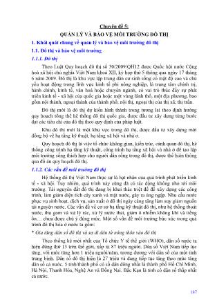 Bài giảng Địa chính - Chuyên đề 5: Quản lý và bảo vệ môi trường đô thị