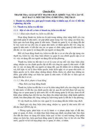 Bài giảng Địa chính - Chuyên đề 6: Thanh tra, giải quyết tranh chấp, khiếu nại, tố cáo về đất đai và môi trường ở phường, thị trấn