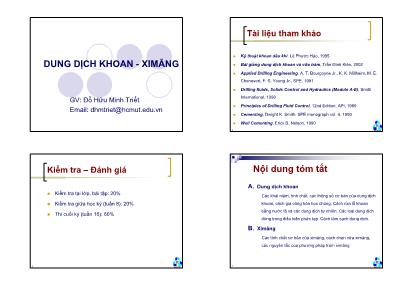 Bài giảng Dung dịch khoan ximang - Chương 1: Kiểm tra - đánh giá - Đỗ Hữu Minh Triết