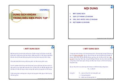 Bài giảng Dung dịch khoan ximang - Chương 4: Dung dịch khoan trong điều kiện phức tạp - Đỗ Hữu Minh Triết