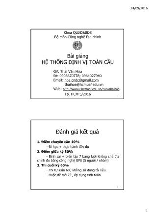 Bài giảng Hệ thống định vị toàn cầu - Thái Văn Hòa